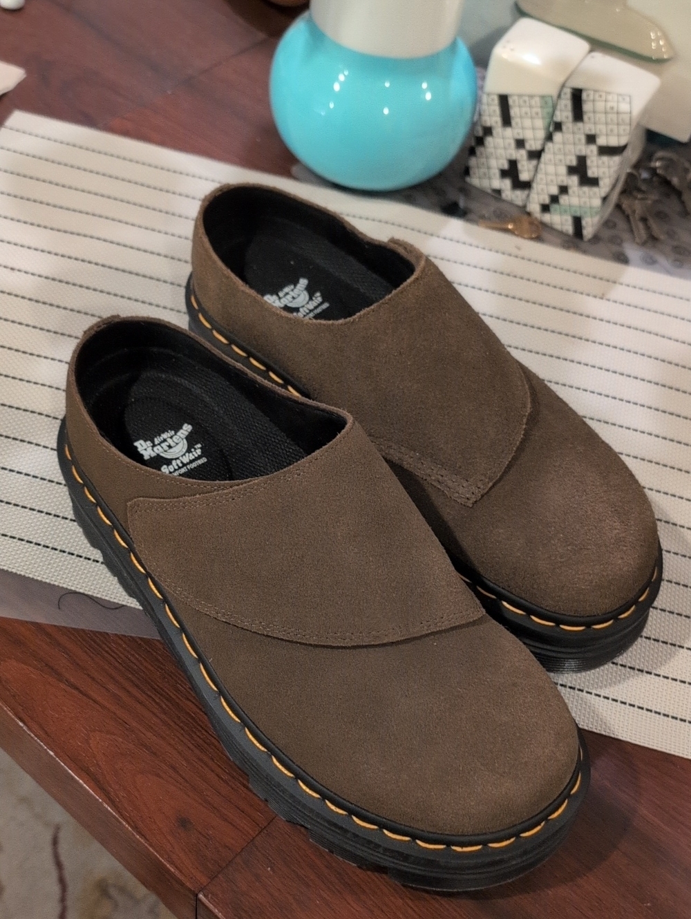 Dr. Martens Zebzag Anywair Suede Slip-On Mules Unisex NWOB Size 11W